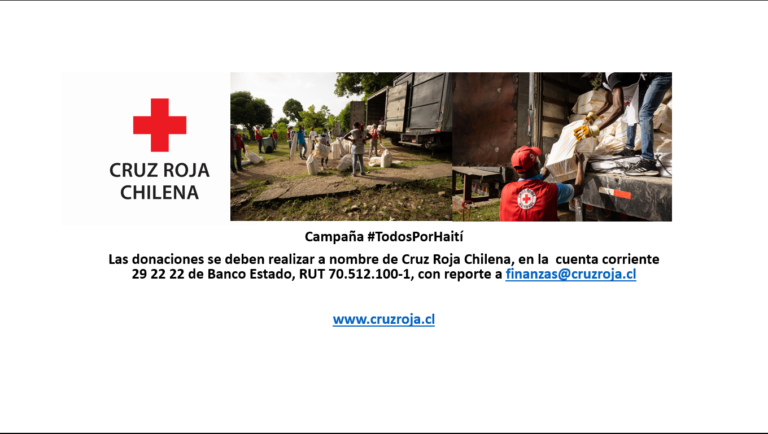 CRUZ ROJA CHILENA HIZO UN URGENTE LLAMADO A LA CIUDADANÍA Y EMPRESARIADO A COLABORAR CON LA CAMPAÑA #TODOS POR HAITÍ