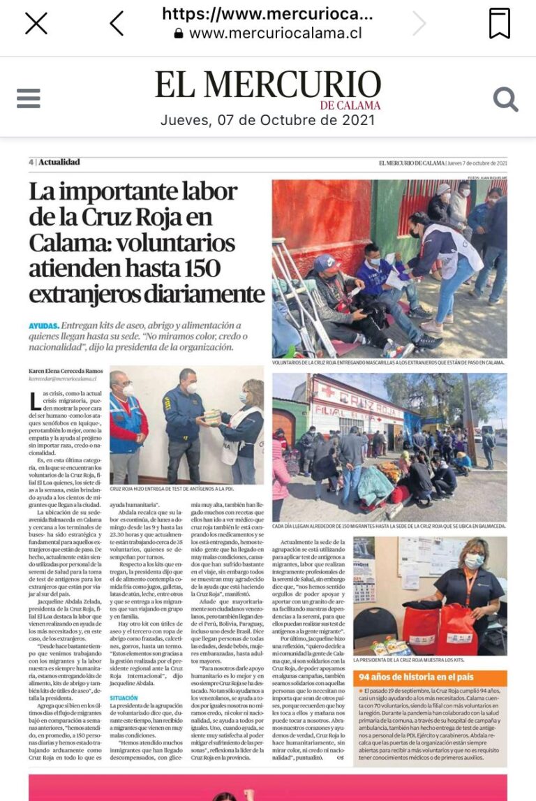 FILIAL EL LOA INTENSIFICA SU ACCIÓN HUMANITARIA A FAVOR DE LOS MÁS VULNERABLES