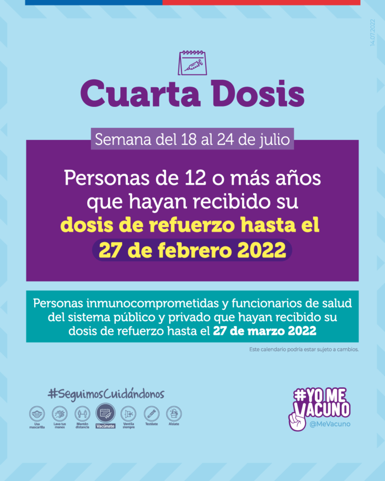 Calendario de vacunación #Covid19 semana entre el 18 y 24 de julio