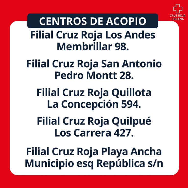 Centros de Acopio en Región de Valparaíso ante lamentables incendios.