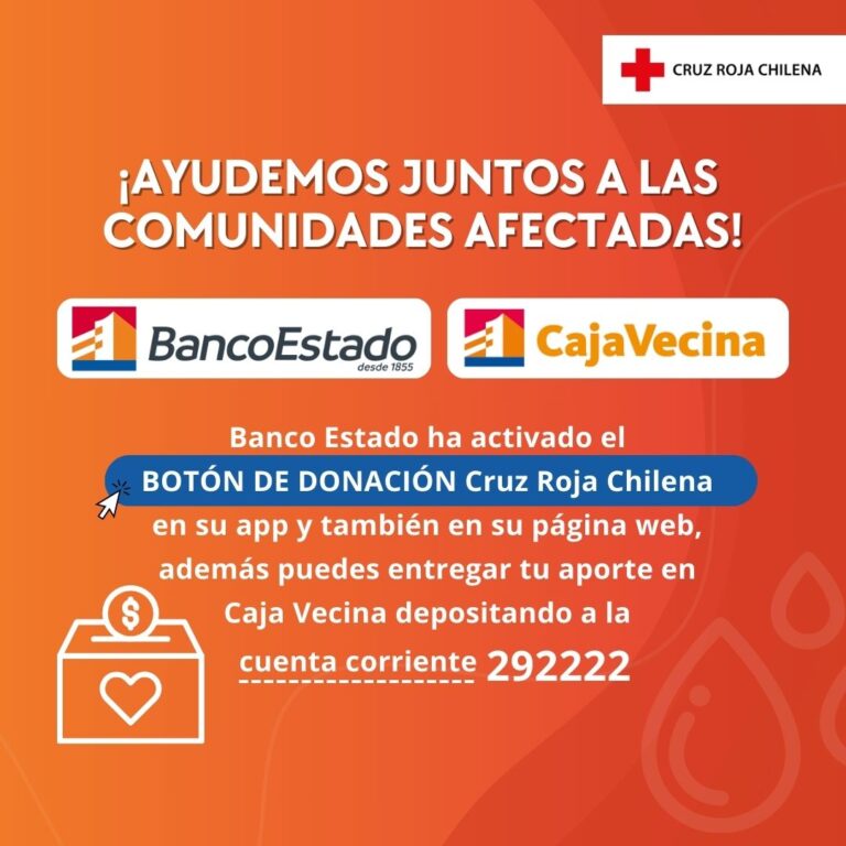 Banco Estado activó botón de donación de la Cruz Roja Chilena
