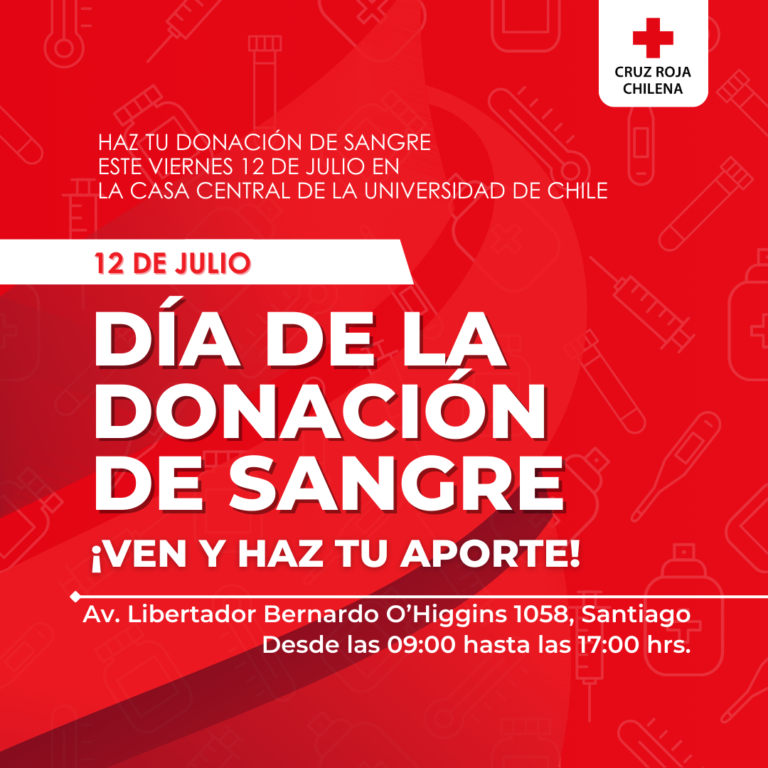Cruz Roja Chilena junto a la U de Chile conmemoran el Día del Donante de Sangre con jornada de donación