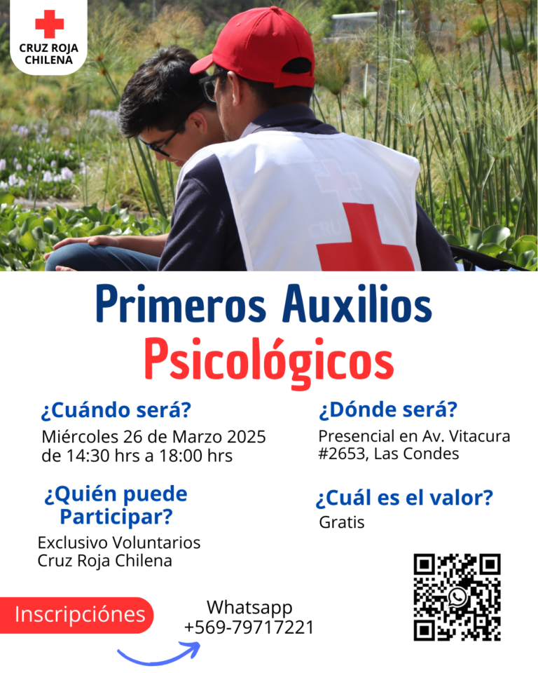 ¡Atención voluntarios! Filial Providencia – Las Condes realizará curso de Primeros Auxilios Psicológicos