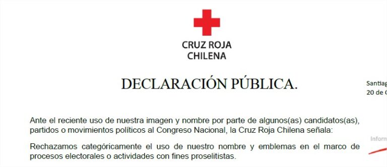 Declaración Pública – Cruz Roja Chilena
