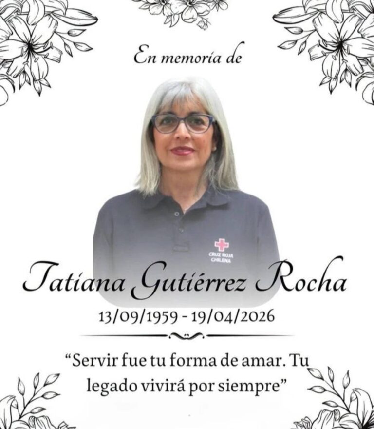 Cruz Roja Chilena lamenta el fallecimiento de Tatiana Gutiérrez Rocha