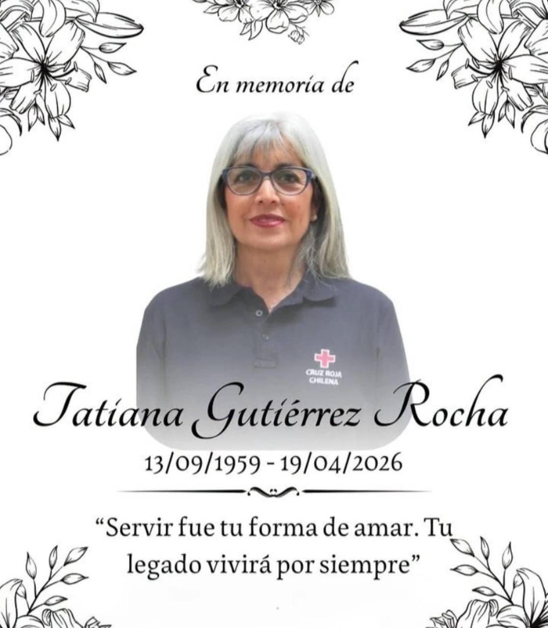 Cruz Roja Chilena lamenta el fallecimiento de Tatiana Gutiérrez Rocha
